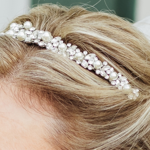 Ever Faith Faux crystal and pearl headband for wedding prom homecoming Size OS - Picture 4 of 7